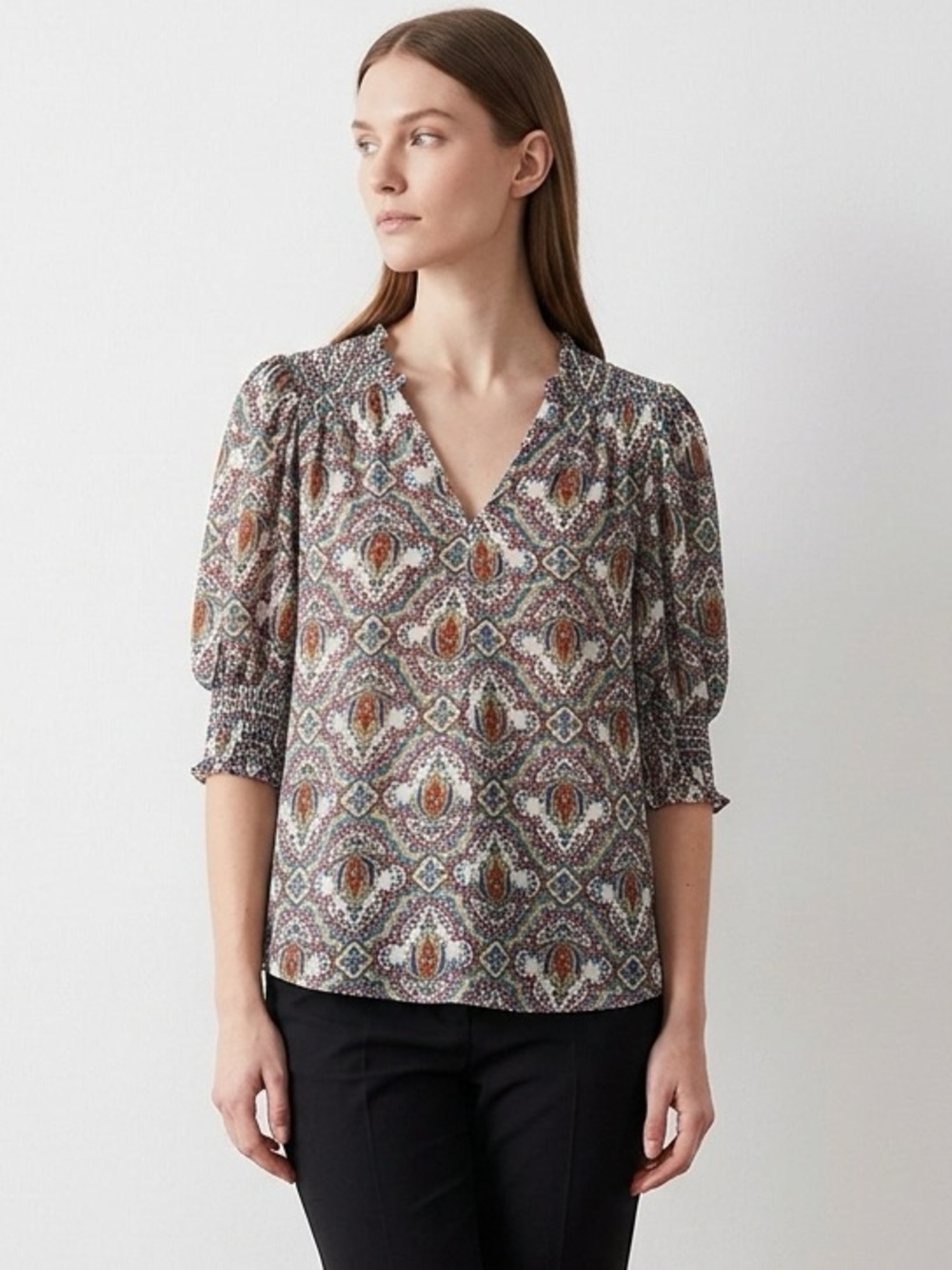 Eclair Colorful Patterned Women's Blouse  | Perfect for Summer | Medium